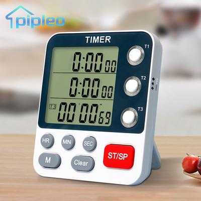1 Stück Küchentimer 3 Kanäle Aufwärtszählen Abwärtszählen Digitaler Timer 3 Lautstärkestufen Wecker LCD-Anzeige Stumm Blinken Timer zum Kochen