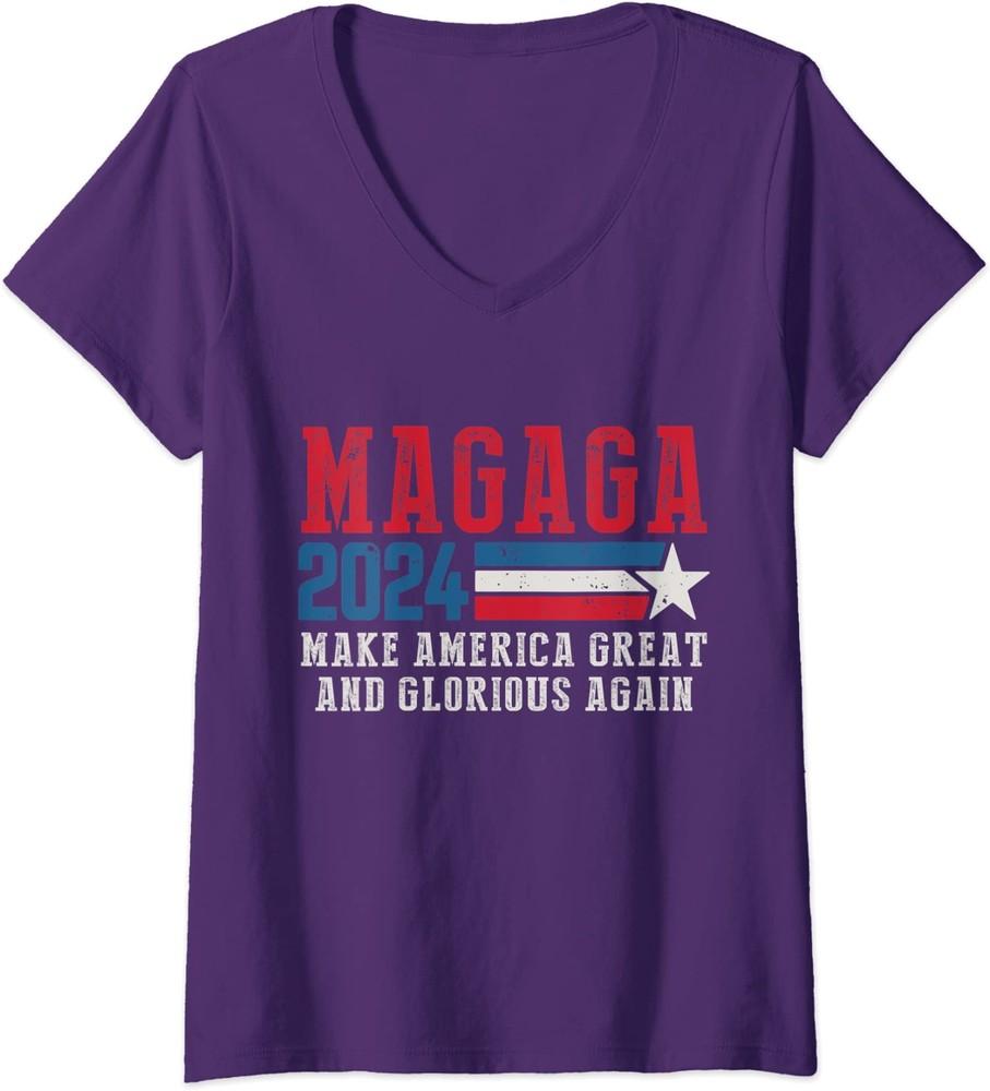 MAGAGA Make America Great And Glorious Again Ladies  V-Neck Tshirt Unisex T-Shirt S