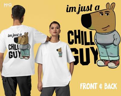 Lustiges „Ich bin einfach ein entspannter Typ“-Meme-T-Shirt, trendiges virales Hunde-Cartoon-Freund-T-Shirt