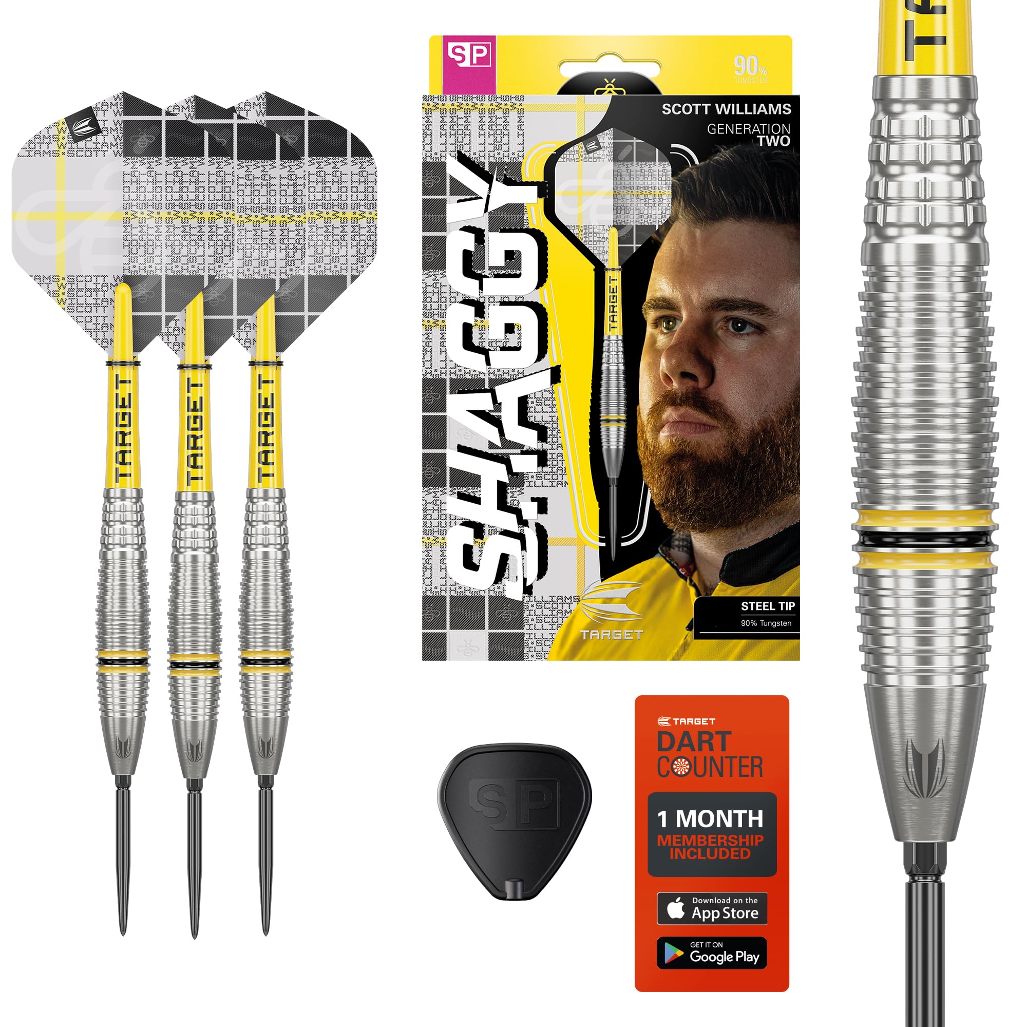 

Дротики TARGET Darts Scott Williams Genaration 2 со стальным наконечником 23 г Вольфрам Pro Ultra Pro Grip Tag Шафты SP Набор инструментов, 90% Дротики, Флайты №2, и