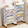 Mobile Bookshelf with Wheels Multi-layer Storage Basket Large Capacity Rotatable Removable Practical Plastic Organizer Shelfs