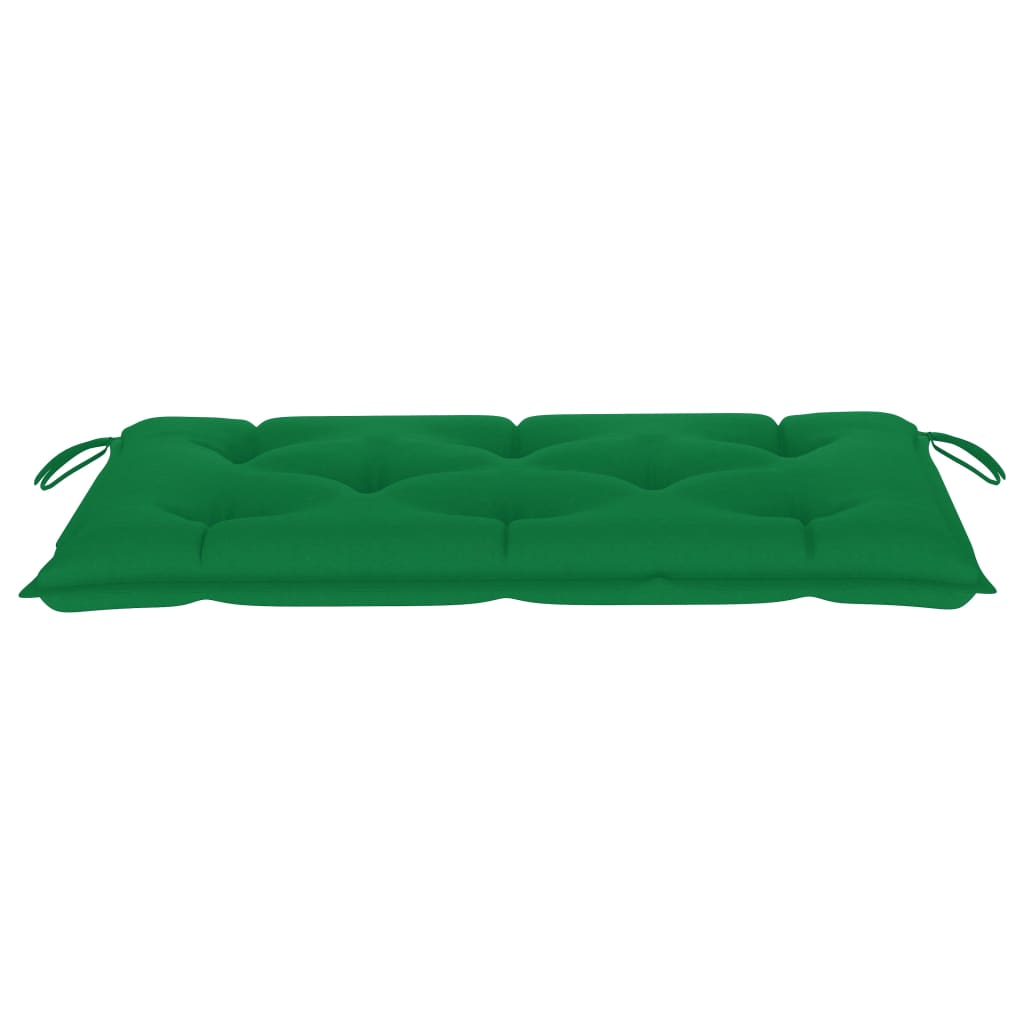 Garden Bench with Green Cushion 112 cm Solid Teak Wood