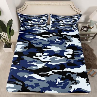 Camouflage Simple Pattern Mattress Three-Piece Digital Printing Mattress Bedding Set Adult Children