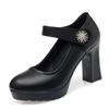 Fashion Women Platform Pumps Shoes Women Shoe 2025 Shallow Mouth High Heels Women's Comfortable Round Head Thick Heeled Black Work Shoes