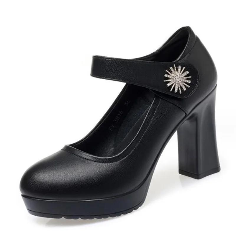 Fashion Women Platform Pumps Shoes Women Shoe 2025 Shallow Mouth High Heels Women's Comfortable Round Head Thick Heeled Black Work Shoes