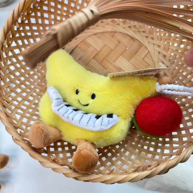 Urocza Żółta Banana Piano Pluszowa Lalka Wypchane Zabawki Brelok Zawieszka Ozdoby do Torby Ozdoby do Plecaka Brelok dla Dziewczynki Prezenty dla Dzieci