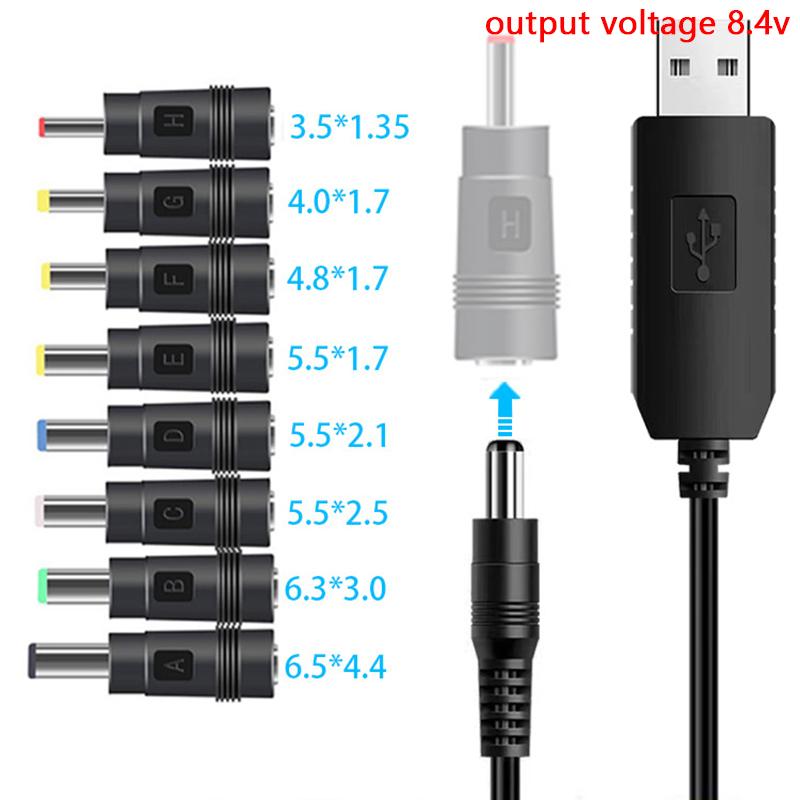 USB zu DC Stromkabel 5V zu 12V Aufwärtswandler 8 Adapter USB zu DC Klinkenstecker Ladekabel für WLAN-Router Mini-Ventilator Lautsprecher
