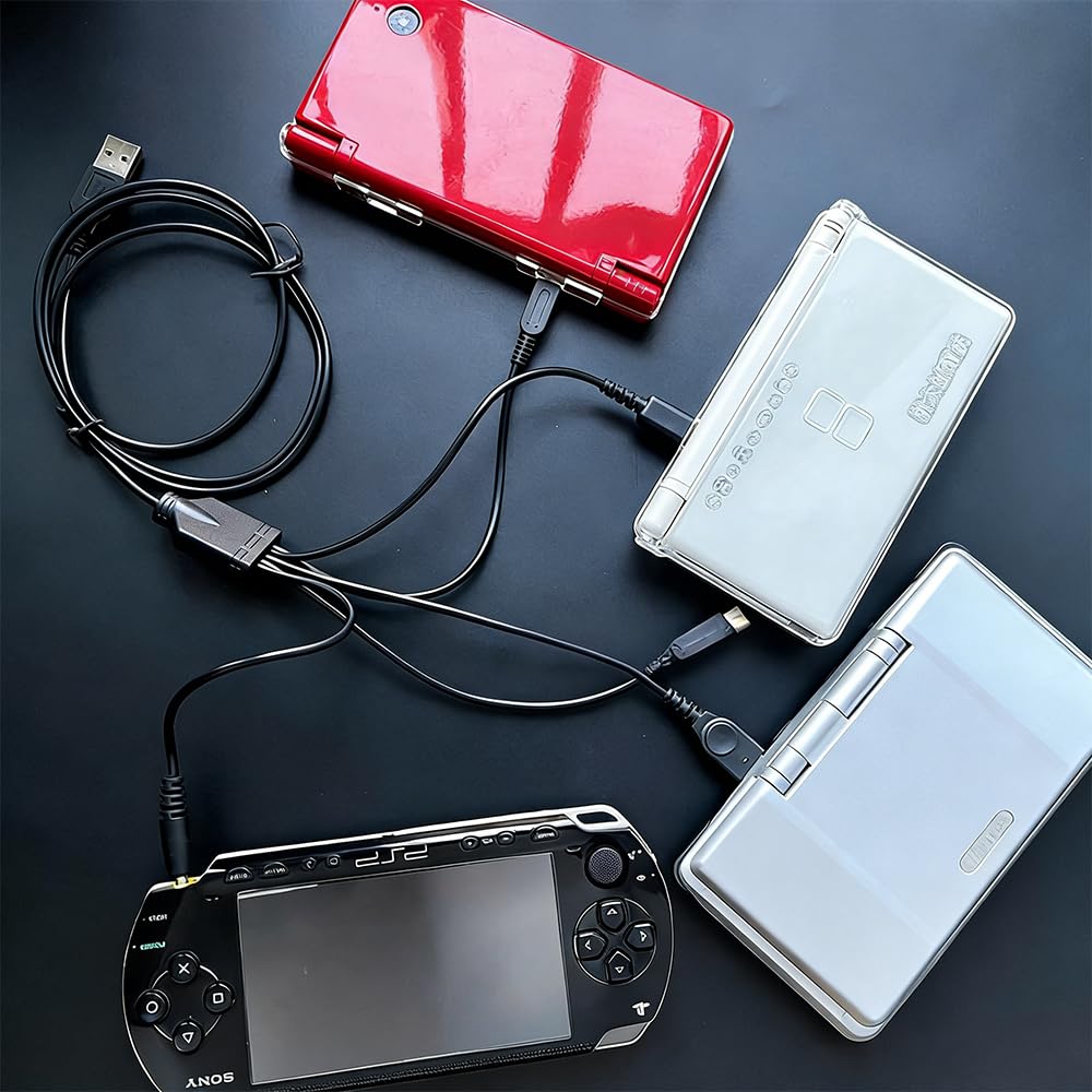 USB Charging for New Wii Fast Charging 5-in-1 Cable, 1.2m, Multi-compatible, 3DS, 2DS, DSi, GBA, SP, Anti-breakage, U, PSP,