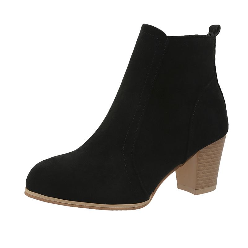 

Модные женские ботинки осень-зима 2024 года на толстом каблуке с молнией, роскошные модные женские ботинки челси до щиколотки, размер 35-41 35 чёрный