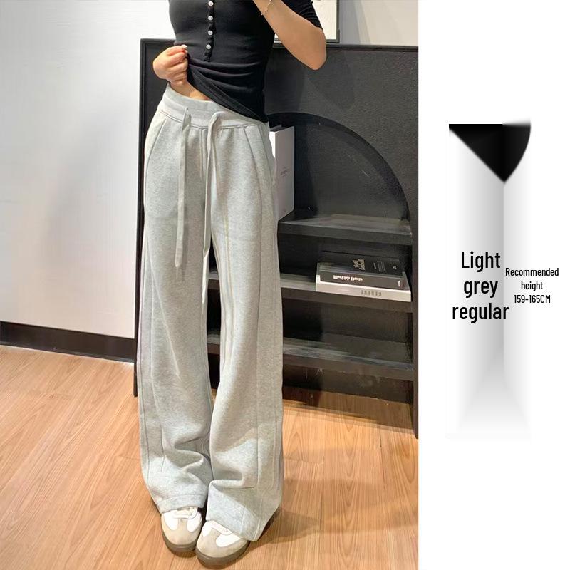 

Dark Blue Lulu Slim Fit Fleece-Lined High Waist Wide-Leg Sweatpants for Women, Autumn/Winter 2025 Collection Extra Large