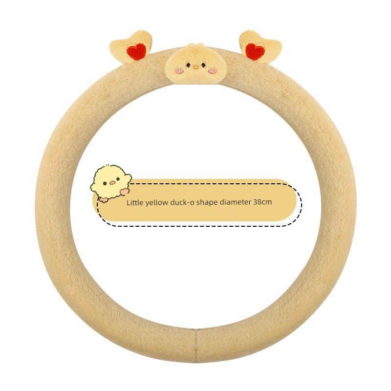 Car Steering Wheel Cover Summer Cartoon Cute Bear Short Plush Women's Steering Wheel Cover Universal for All Seasons Non-Slip and Warm