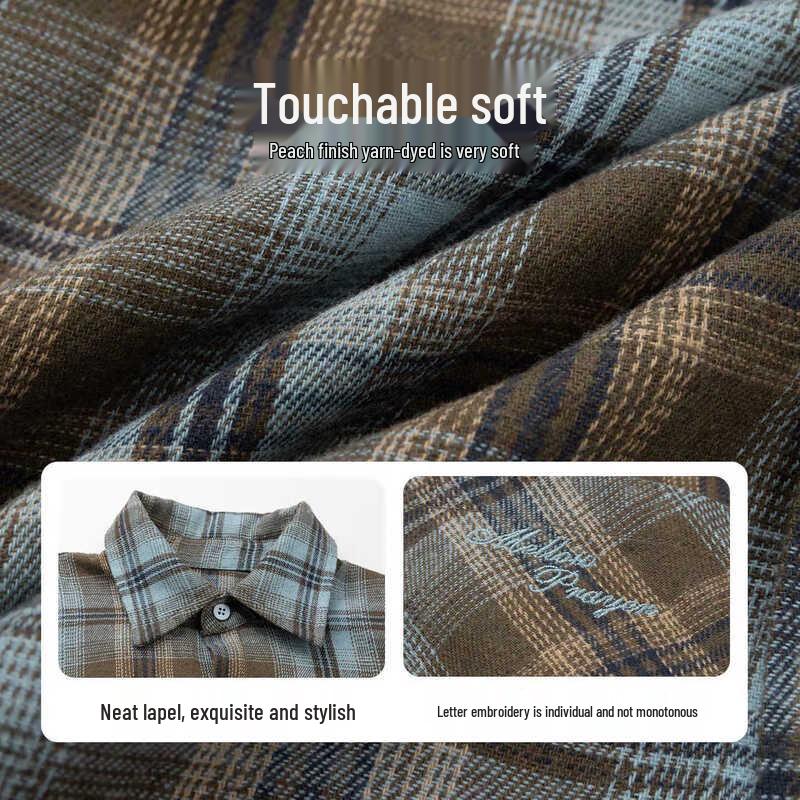 Zuoxi Boys' Plaid Long-Sleeved Shirt
