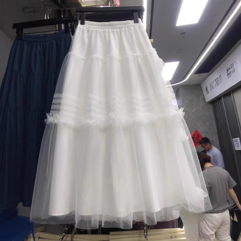 2025 Spring and Summer Gentle Wind and Thin Literary Medium and Long Skirt Small Fresh Pleated Design Skirt