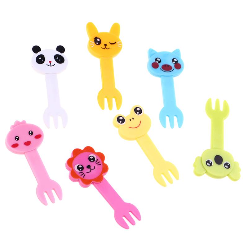 6-20pcs Animal Fruit Fork Mini Cartoon Children Snack Cake Dessert Food Fruit Pick Toothpick Bento Lunches Party Decoration