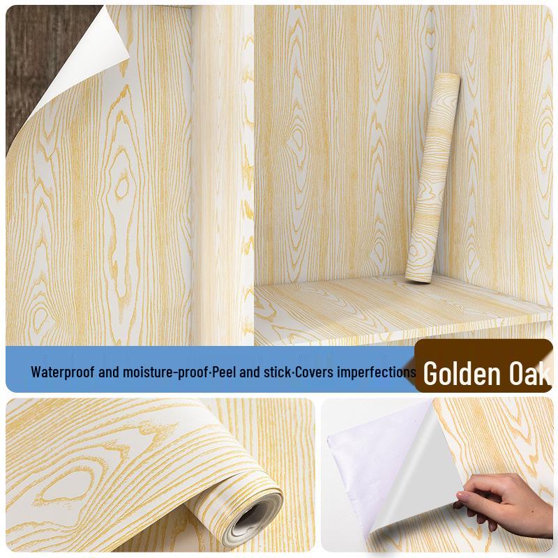 Folha Autoadesiva Espessa com Grão de Madeira: Adesivo de Madeira Falsa para Armários, Roupeiros, Portas, Mesas e Móveis