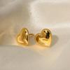 18K Gold-Plated Stainless Steel Heart Stud Earrings - Trendy European and American Design