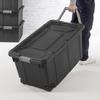 (2 Pack) Extra-Large Wheeled Industrial Storage Bin, 40 Gallon Durable Plastic Storage Tote with Latching Lid and Pull Handle, D