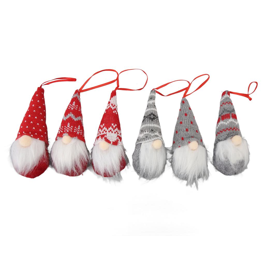 6 PCS Christmas Gnome Santa Ornaments Cotton Unique Santa Elf Hanging Ornaments for Christmas Tree