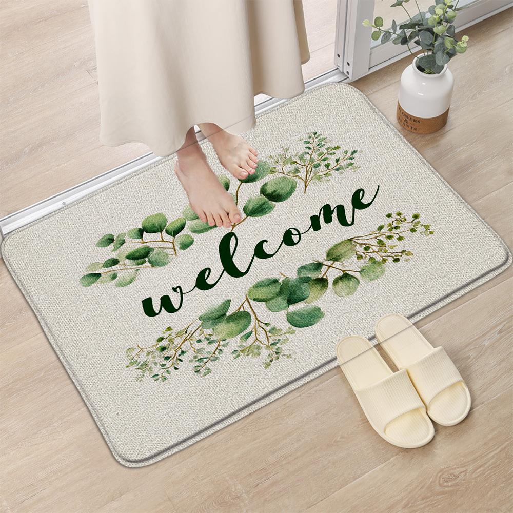 Brown Home Black Handwritten Carpet Mat Anti-Slip Rubber Backing Rug for Entryway Front Door Mat Hallway Home Decoration Durable