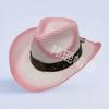 New cow head decorative belt, western denim straw hat, men's and women's outdoor sunscreen hat, European and American fashion hat
