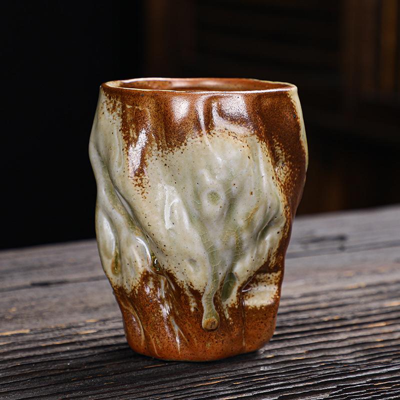 

150ml Japanese Imitation Hammered Stoneware Irregular Coffee Mug Vintage Ceramic Master Cup Kung Fu Tea Set Tea Cup Drinkware 150ml