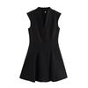 Kaslead New Women Clothes Western Style Fashion Sleeveless Crepe Mini Dress 2242620
