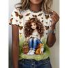 Fashion Women's Printed T-Shirt Casual Versatile Short Sleeve Daily Comfort Short Sleeve Simple T-Shirts Women’s
