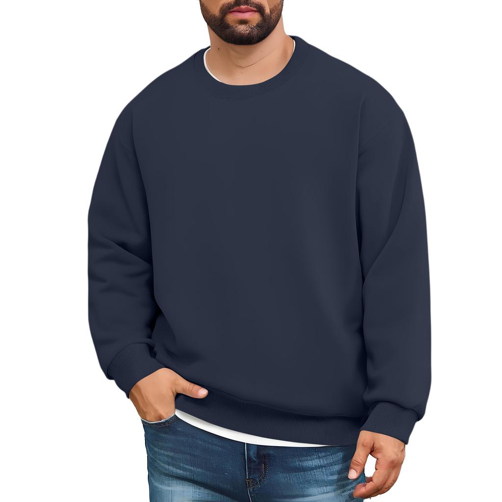 Men's Lined Sweatshirts Premium Heavy-weight Fleece Pullover Thick Thermal Sweatshirts