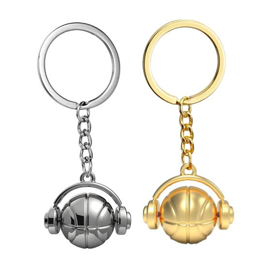 Basketball Headset Keychain Pendant Metal Sport-themed Keyring Portable Basketball Earphone Keychain Exclusive Gifts for Fans Accessories