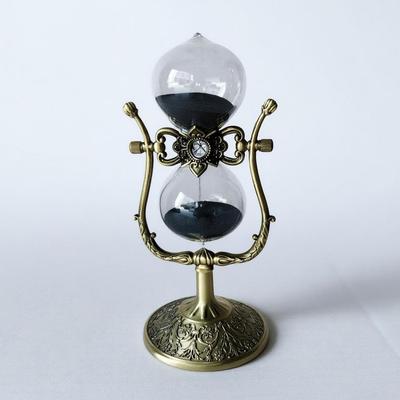 European U-Shaped Antique Bronze Glass Hourglass Timer - Creative Office Metal Ornament