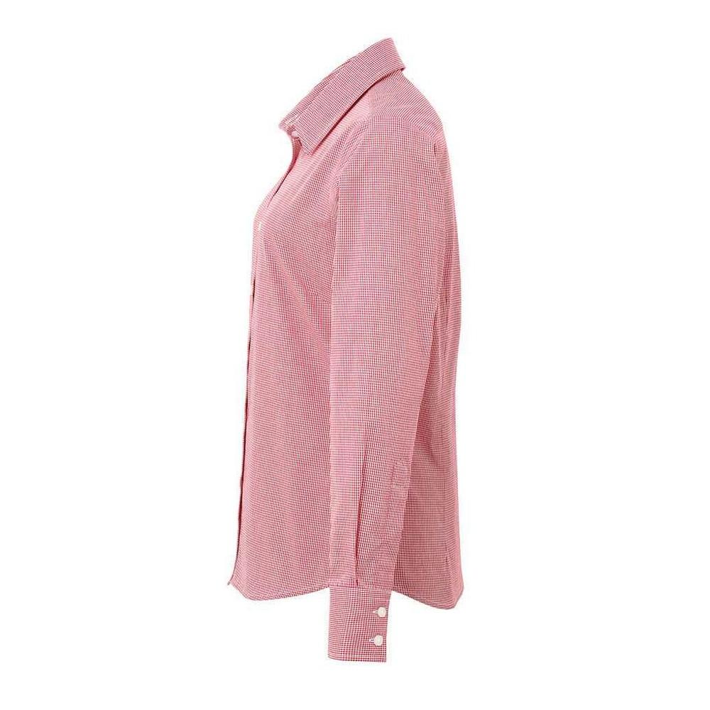 Premier Womens/Ladies Micro Gingham Check Cotton Long-Sleeved Shirt