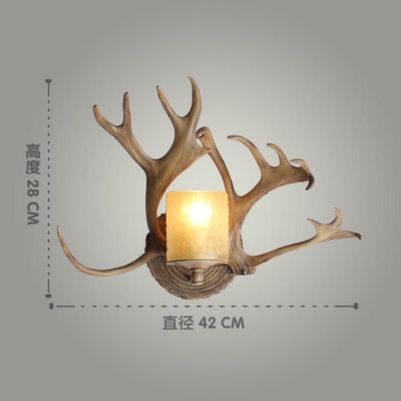 American Retro Deer Horn LED Wall Lamp Living Room Restaurant Bedroom Study Light Creative Coffee Shop Homestay Decor Lighting