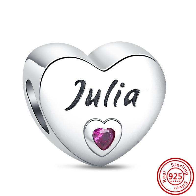 

100% 925 медь Мама Папа Дочь Подруга Люблю тебя Сделай сам Бусины в форме сердца Подходят для оригинального браслета-шарма Pantaro Прекрасный циркон 3mm-4mm