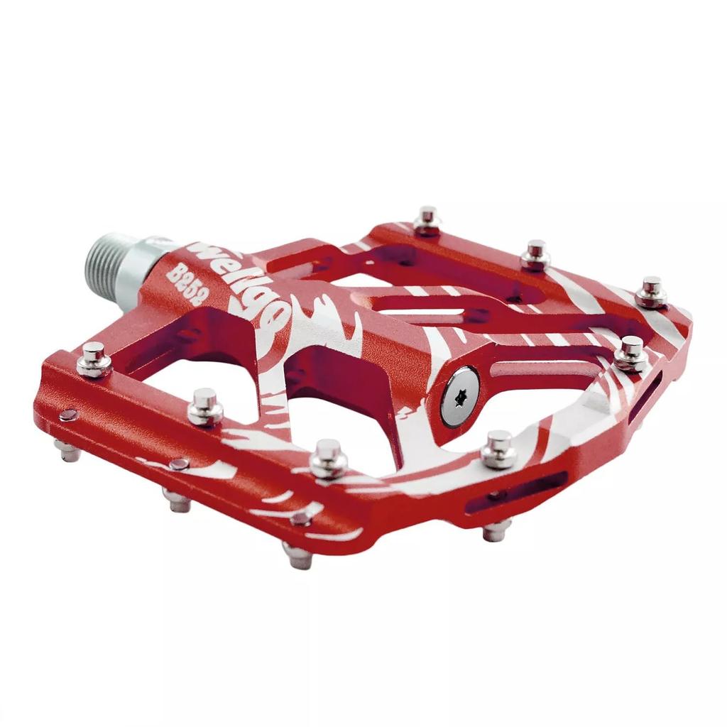 Wellgo B252 Flat Pedals Low Profile Design, Red,WE3094