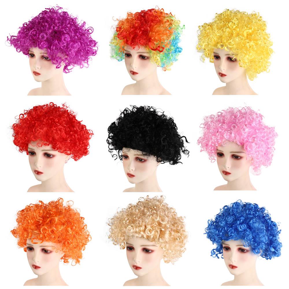 Football Fans Wigs Afro Curly Wigs Adult Kids Synthetic Wigs Funny Wig Costume Party Cosplay Hairs
