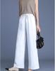 Ice Silk Cotton Linen High-Waist Wide-Leg Cropped Pants - Casual Loose Summer Style for Women