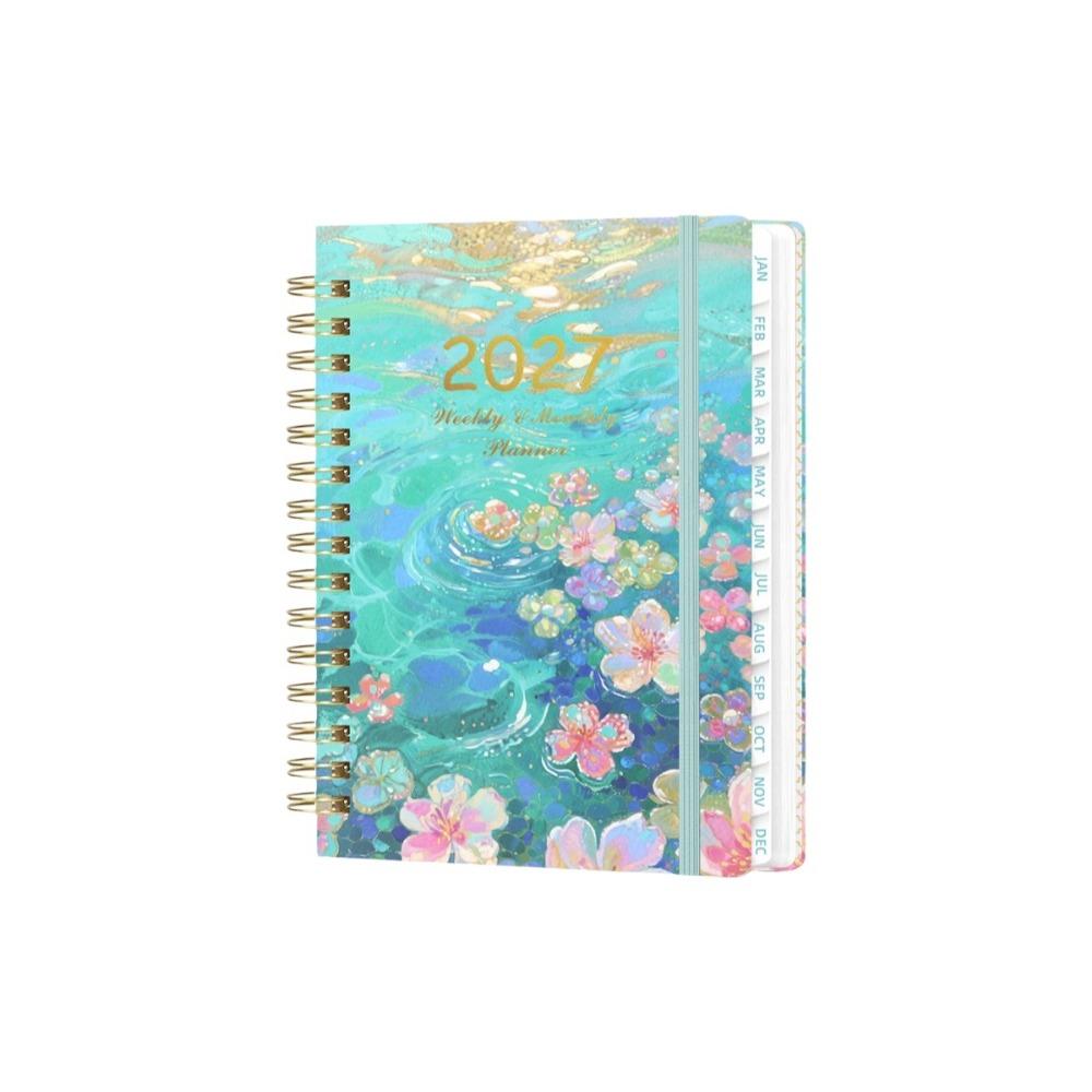 Spiral Bound Floral Spiral Notebook Floral Pattern Schedule Book for Work Office School Supplies
