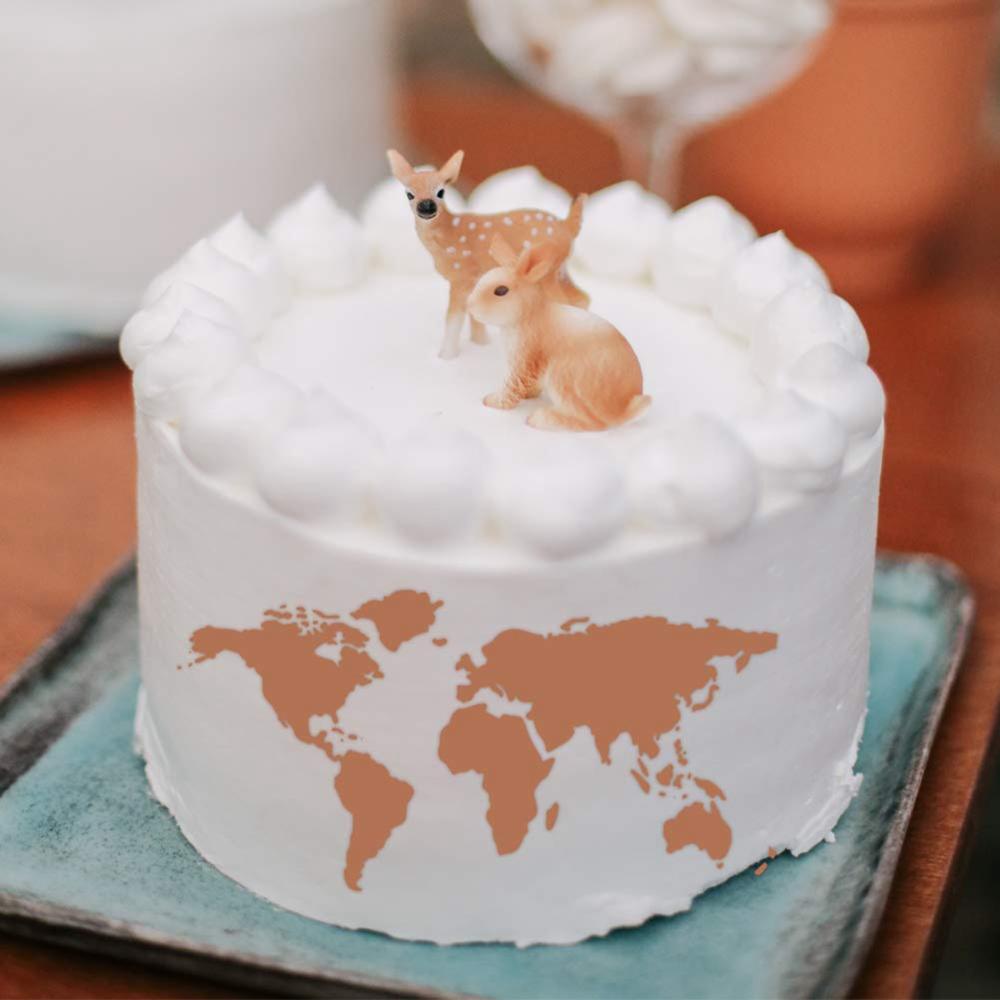 Lace Art Bakeware Plastic Template Cake Stencil World Map Cake Decorating Tool Fondant Molds