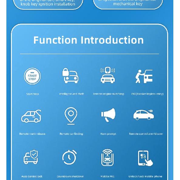 12V Universal Car Alarm App with Auto Start Stop System Remote Starter Auto Start Engine Ignition Button Keyless Entry System