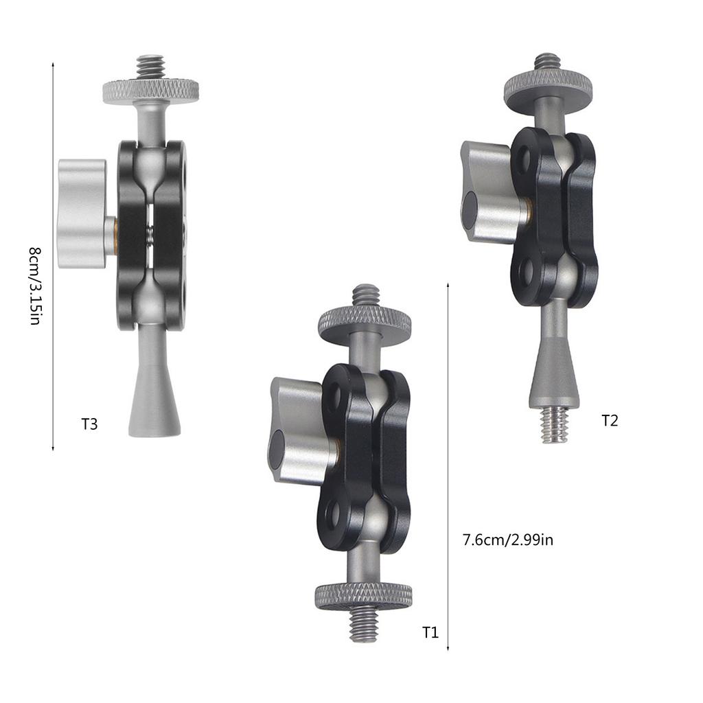 Flexible Articulating Magic Arm with Dual Ball Heads for Camera Monitor and LED Light CNC Machined Aluminum Alloy with 1/4 Inch Screws