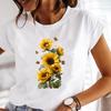 (Asian Size)  Sweet Flower Trend Lady Female Top Printed Clothing Casual T Shirt Fashion Graphic Short Sleeve T-shirts Women Tee