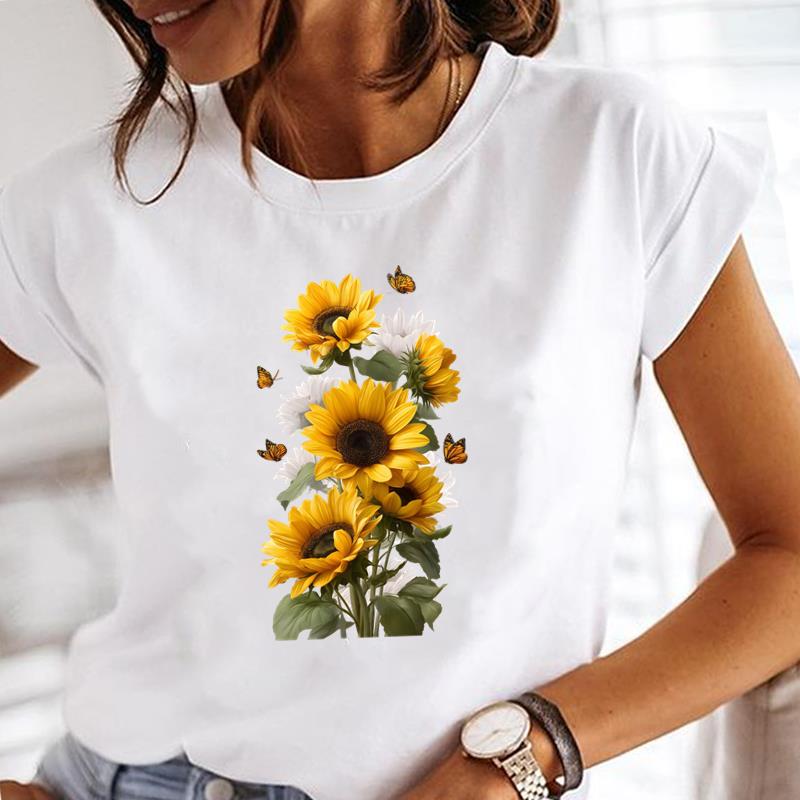 (Asian Size) watercolor butterfly trend  Lady Female Top Printed Clothing Casual T Shirt Fashion Graphic Short Sleeve T-shirts Women Tee