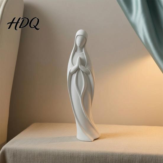 Prayer Room Ornament Praying Virgin Mary Statue Minimalist Blessed Sculpture Spiritual Office Desk Decor Religious Figurine for Home Altar Desktop