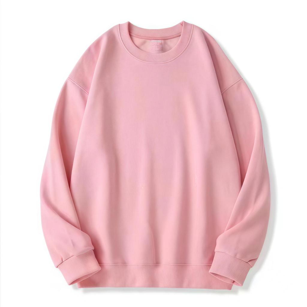 Sweatshirt Homme Poids Lourd 320g Coton Col Rond Épaules Tombantes - Couleur Unie, Coupe Ample Automne, Manches Longues
