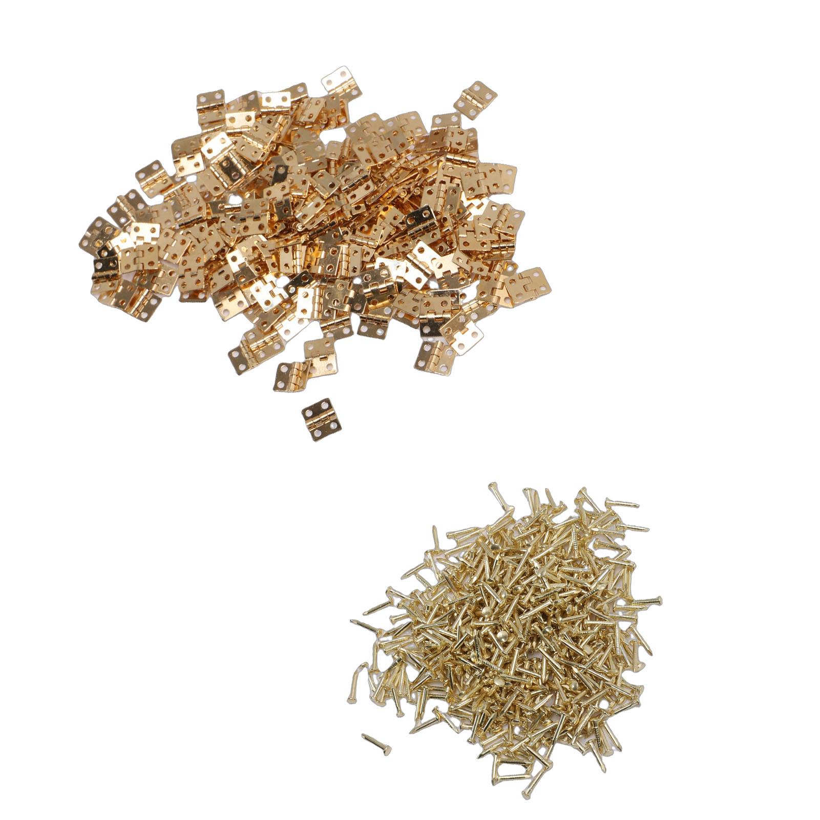 

200 Pcs Hinge 8x10mm 4 Hole Vintage Brass ature Butt Hinges with Screws for Jewelry Box Small Cabinet Drawer