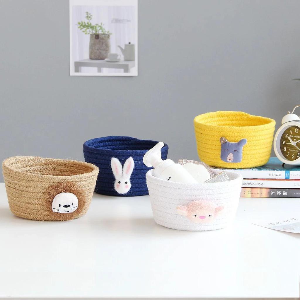 Cotton Rope Storage Basket Weaving Nordic Simple Desktop Sundries Cotton Storage Box Number Cartoons Storage Box