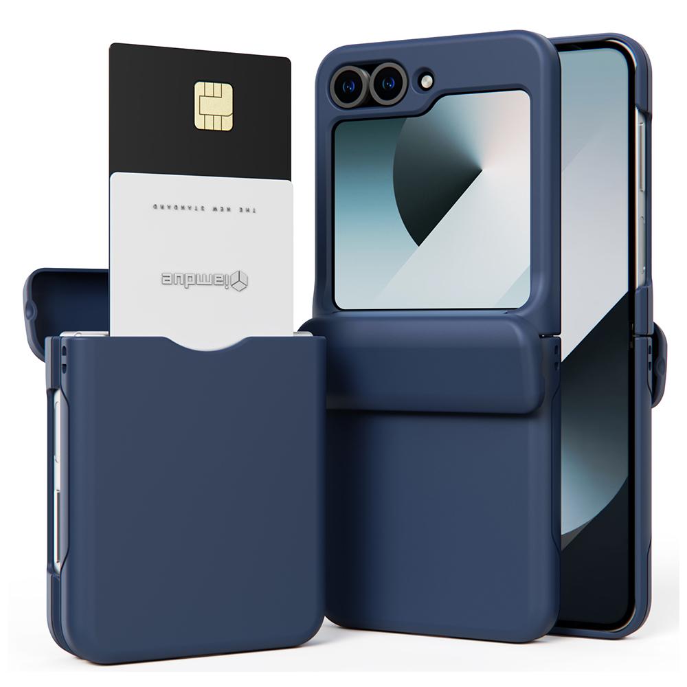 Luxury Wallet Card Holder Folding Phone Case For Samsung Galaxy Z Flip 4 5 6 7 Solid Color Hard Shockproof Full Protection Cover