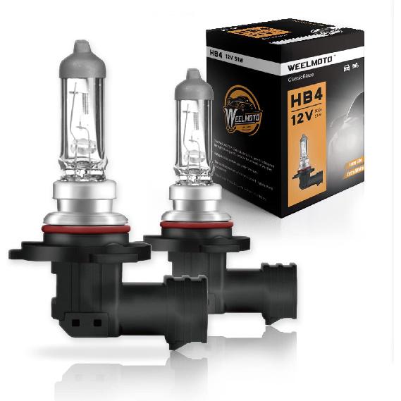 WEELMOTO 9006 HB4 Halogen Car Headlight Bulb, P22D 12V/51W, IP67, 9006 - High Performance Extra White Halogen Headlight Bulb, Fog Replacement Bulb (2