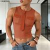 Herren Tanktops Krawatten-Patchwork Ärmellos Eng Anliegend Gerippt Kurz geschnittene Tanktops Unterhemden