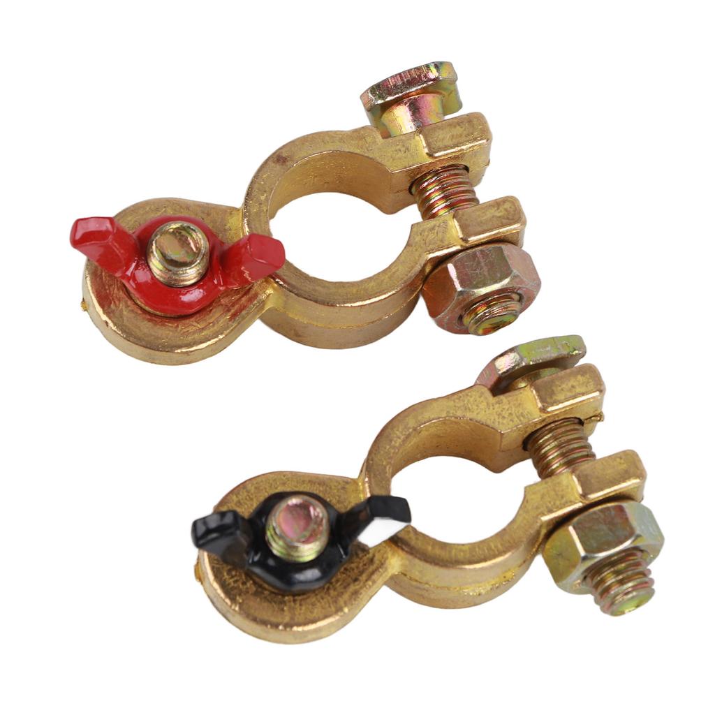 2pcs Universal Battery Terminal Clamps Pure Copper Positive Negative Top Post Connectors for Car